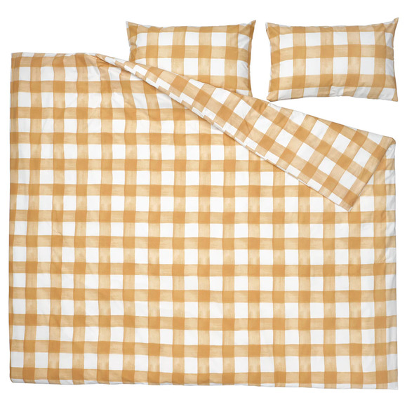 IKEA KANTNEPETA Duvet Cover And Pillowcases, King, Yellow/Check (705.467.14) NEW - Picture 2 of 6